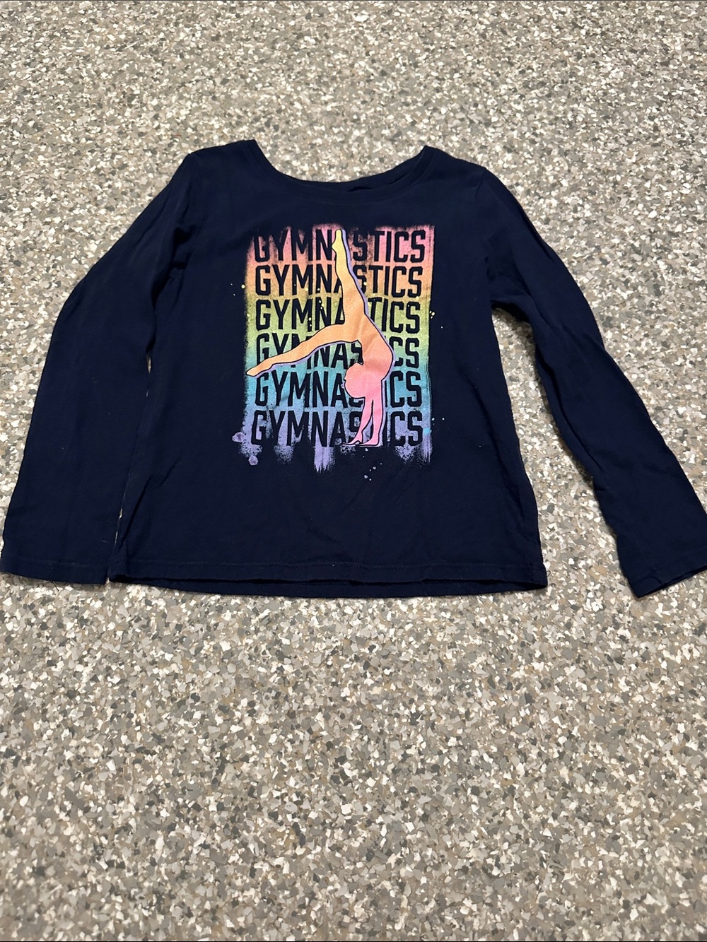 Girls' Navy Gymnastics Graphic Long-Sleeve Tee